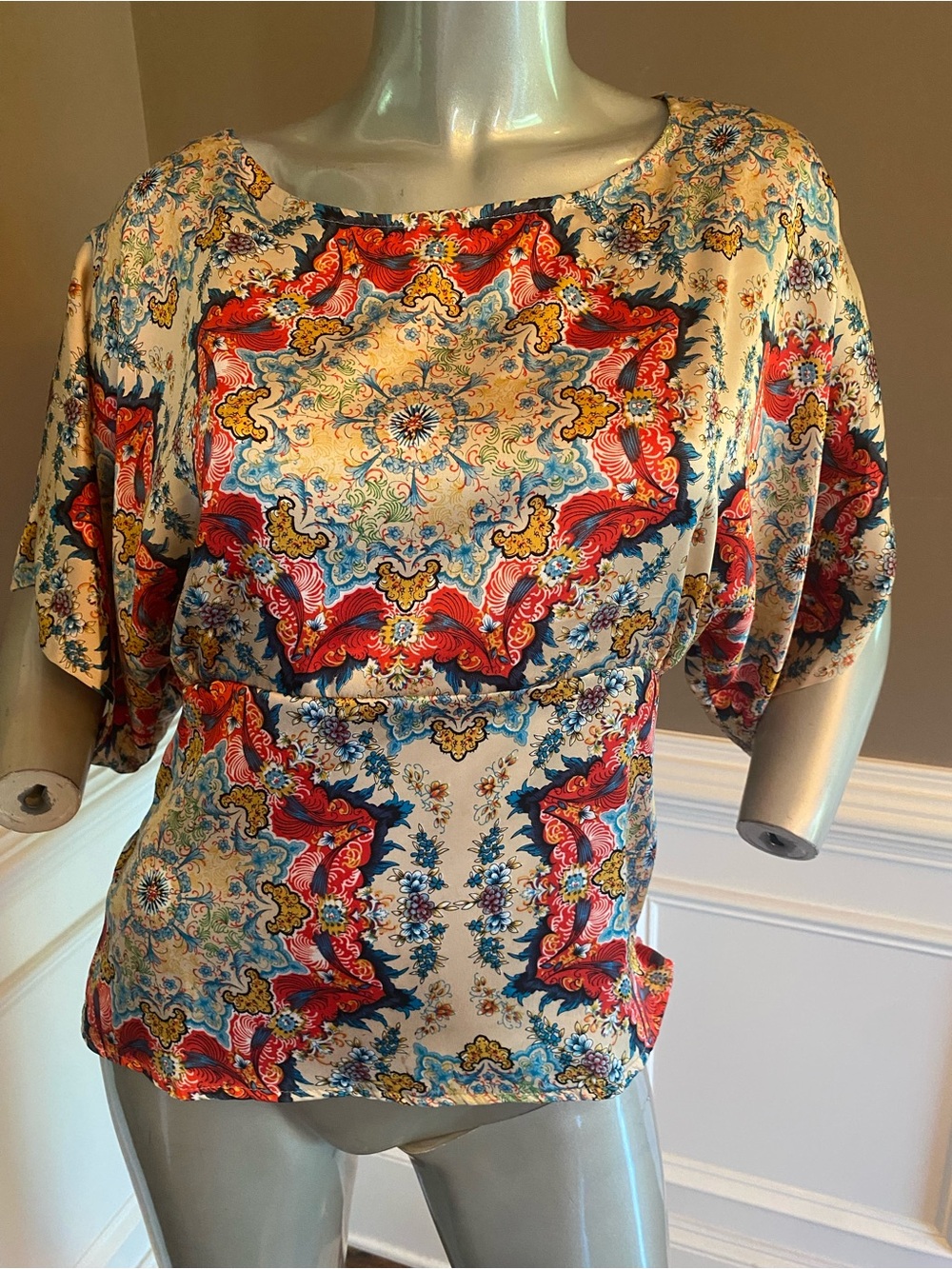 NWT Kas New York Exclusively for Antropologie Multicolor Printed Blouse size 2